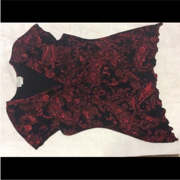 METAPHOR  Black And Red Twist Knot Blouse
With BLING SIZE XL - Picture 9 of 14